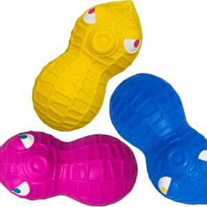 HOLYSTEED Squeaky Dog Toys for Small Dogs- Natural Latex Squeaky Dog Balls for Puppies & Mini Dogs | Soft, Safe & Interactive, Chew Toys Peanut | Indoor & Outdoor Fetch Play