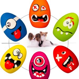 HOLYSTEED Squeaky Dog Toys for Small Dogs, Mini Dogs, Soft Latex Dog Squeaky Toys, Smile Squeaky Dog Balls, Egg Dog Toys Balls 6pcs